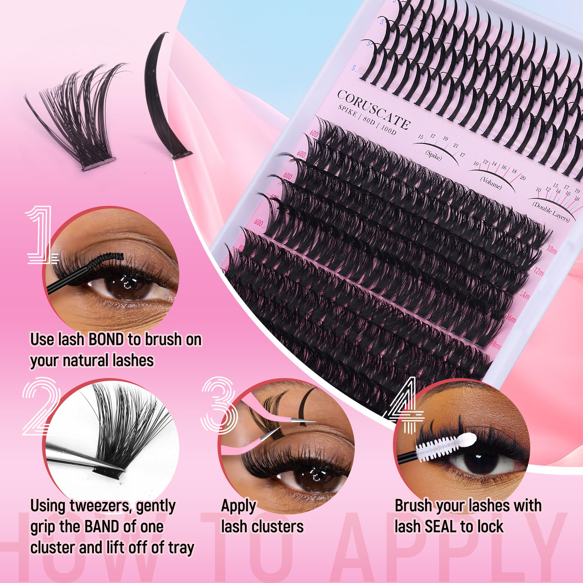 CORUSCATE reusable lash clusters designed for multiple wears with proper care.