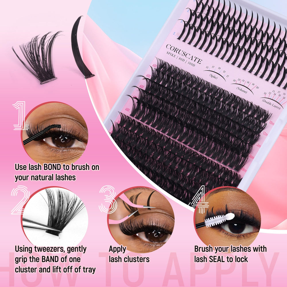 CORUSCATE reusable lash clusters designed for multiple wears with proper care.