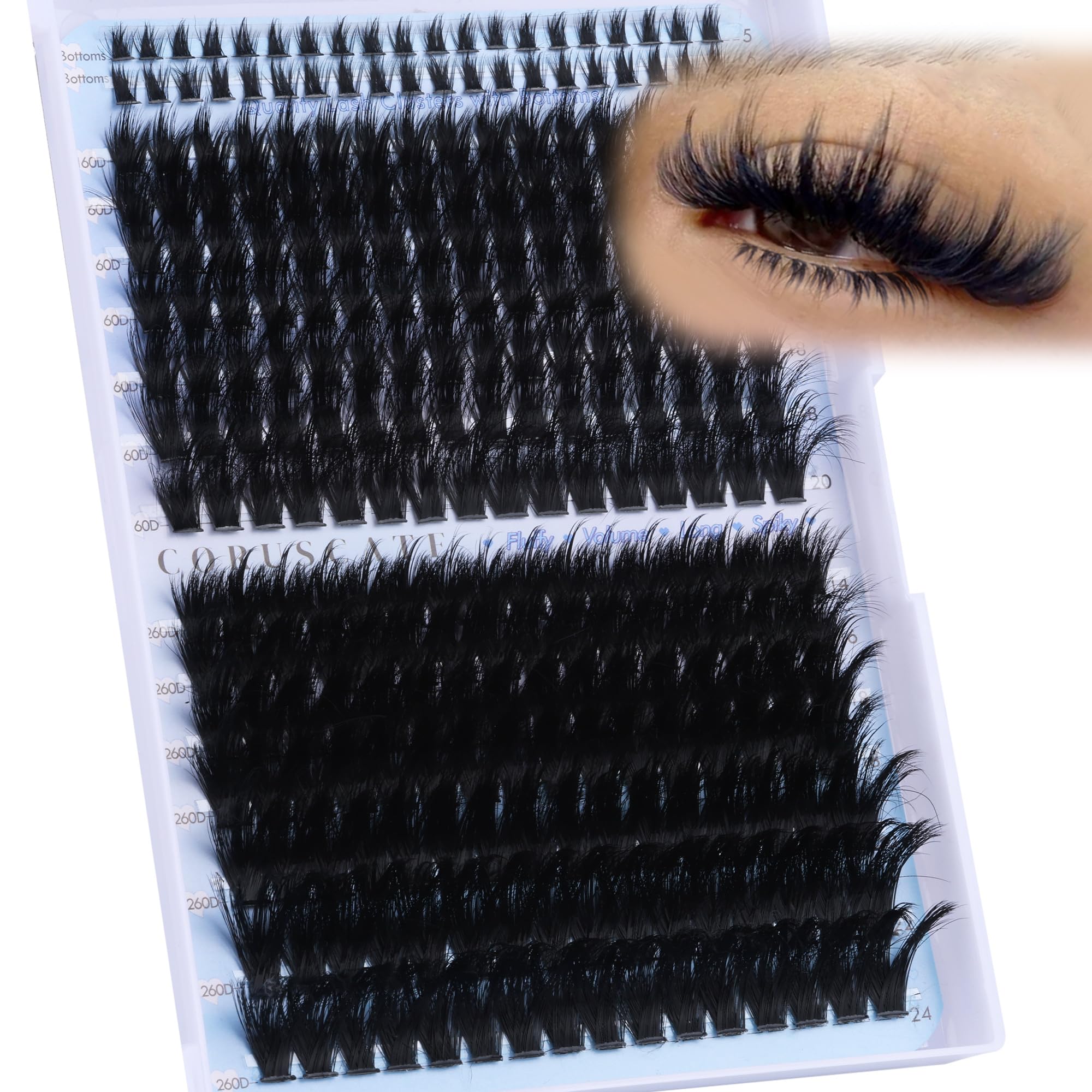CORUSCATE Spikes lash clusters deliver ultra volume with 160D+260D for bold eyes.