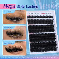 CORUSCATE Spiky Lash Clusters 18mm create dramatic fullness for evening looks.