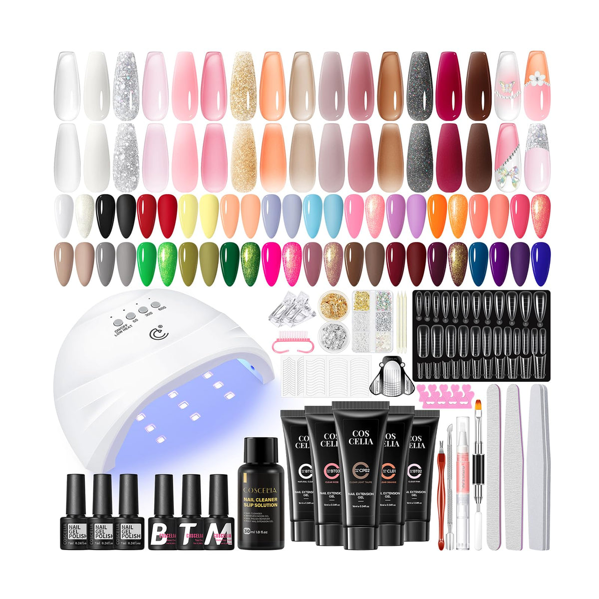COSCELIA 67PC kit with UV light for at-home gel manicures and salon-like results.
