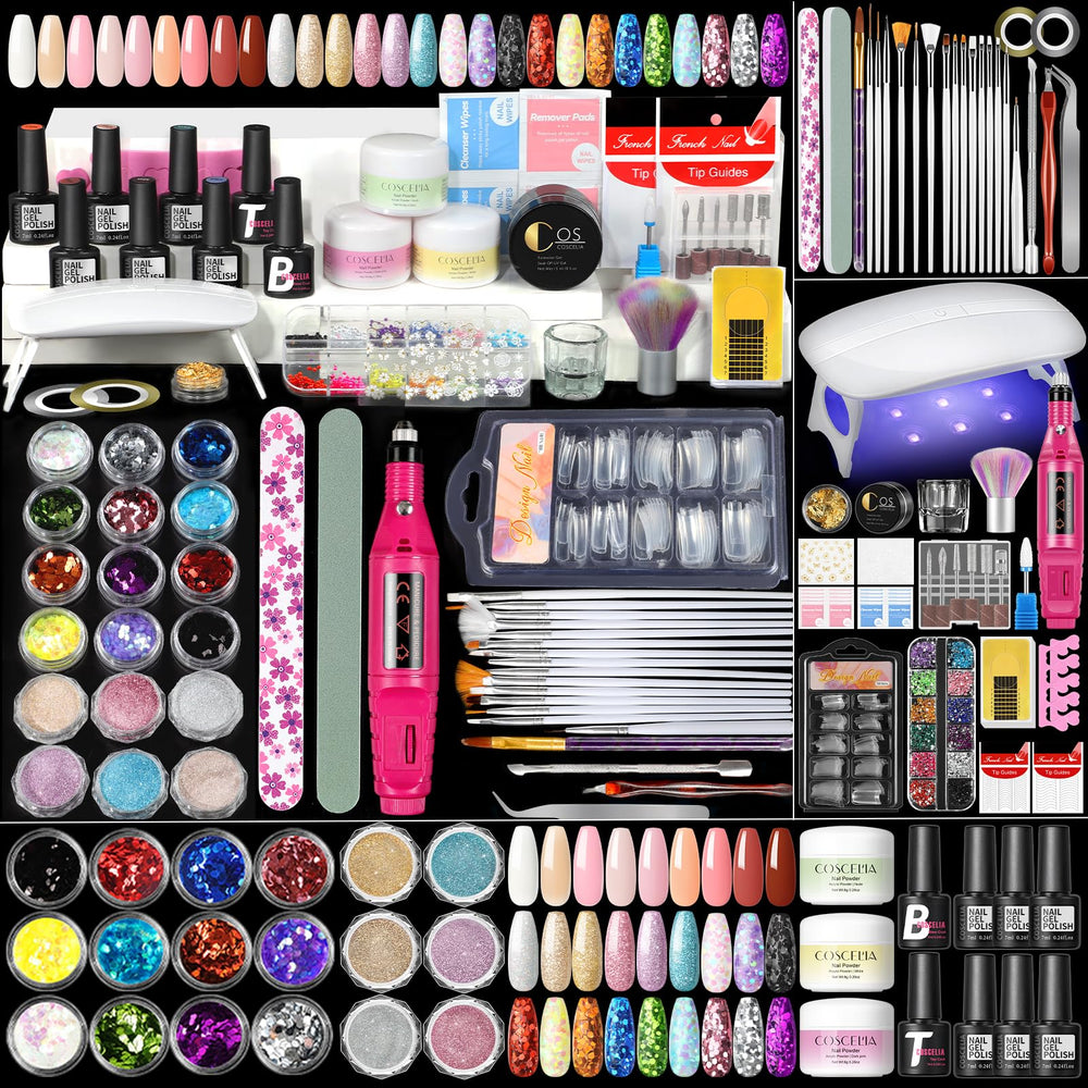 COSCELIA nail kit front view highlights an all-in-one set for at-home nail art