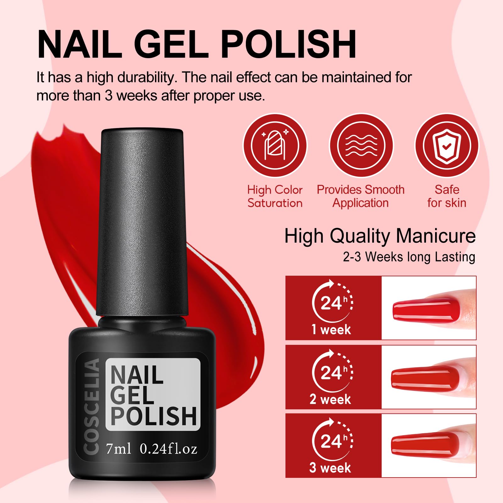 COSCELIA five top and base coats for durable gel finishes.