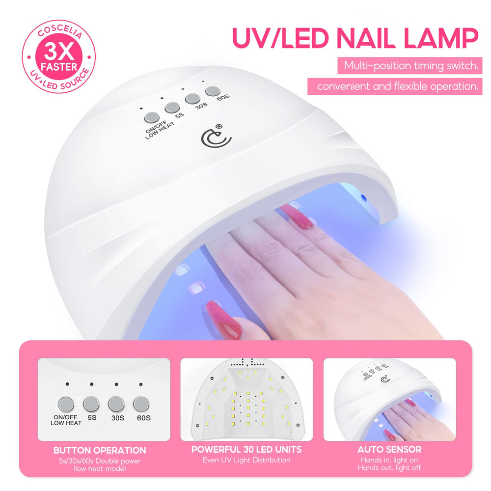 COSCELIA portable nail kit setup shown for travel-friendly manicures