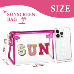 COSHAYSOO sunscreen bag clear side view showing compact beach storage.