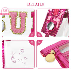 COSHAYSOO bag close-up highlights pink chenille SUN patches for durability.