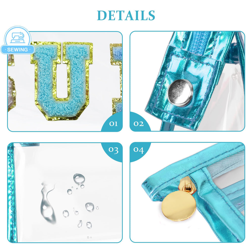 COSHAYSOO waterproof cosmetic bag with golden zipper protects items from sand and splashes
