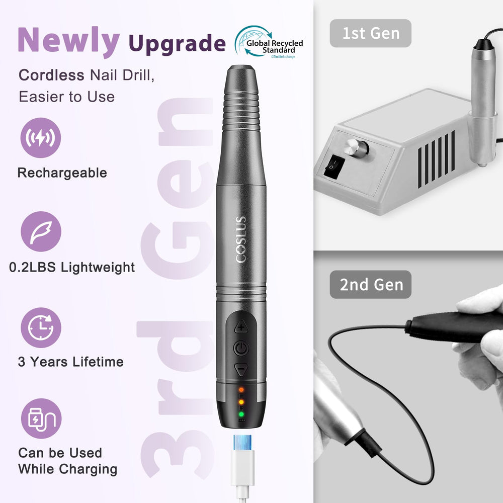 COSLUS C20 portable nail drill kit for all-in-one nail sessions.