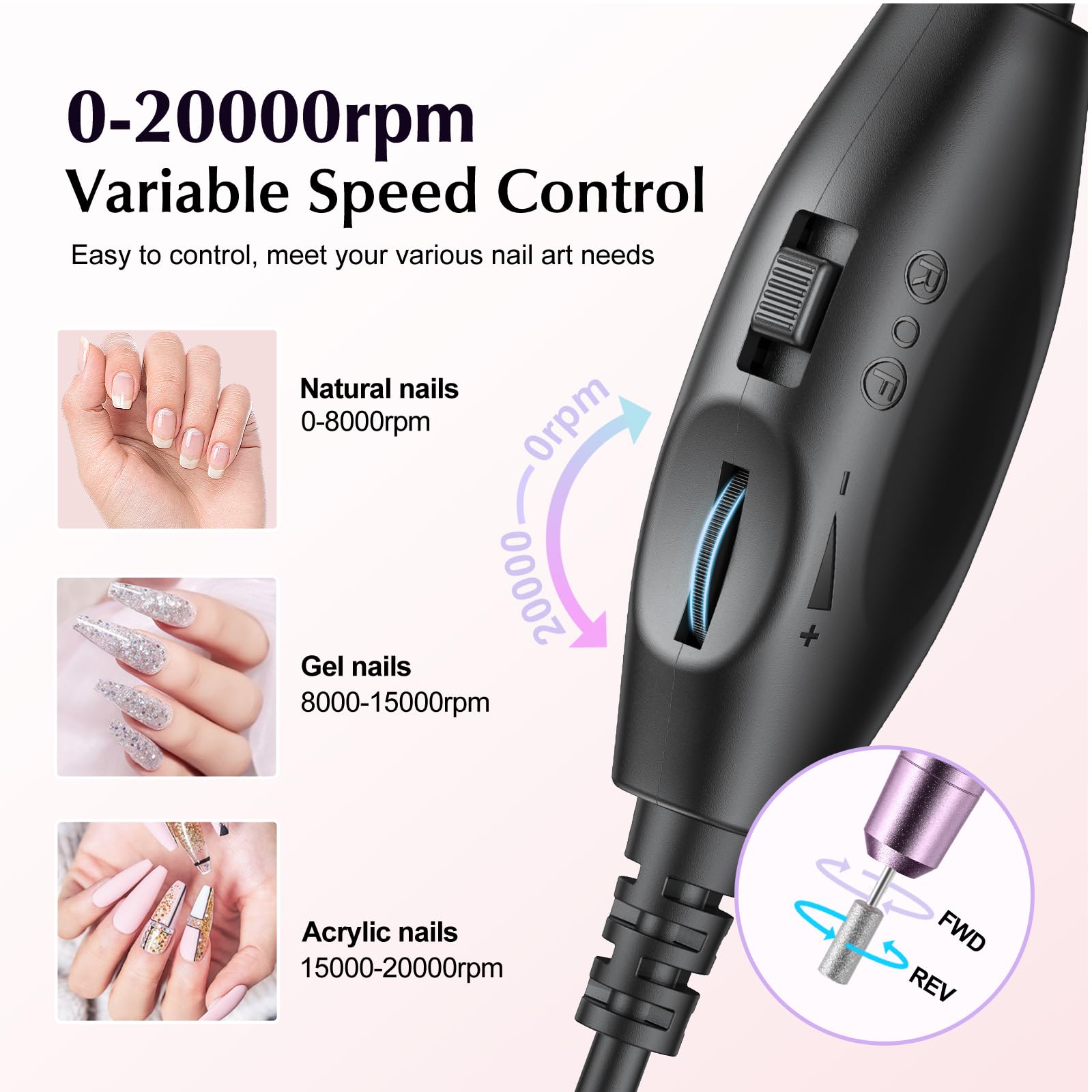 COSLUS C40 corded power with six and a half foot cable for flexible reach