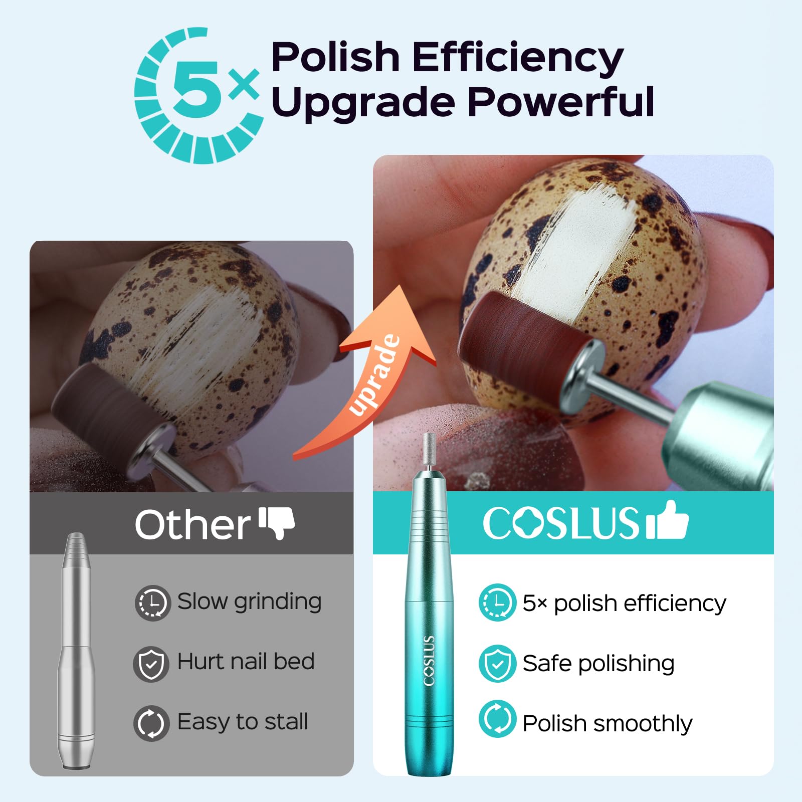 Coslus C40 with six drill bits for versatile nail prep and removal