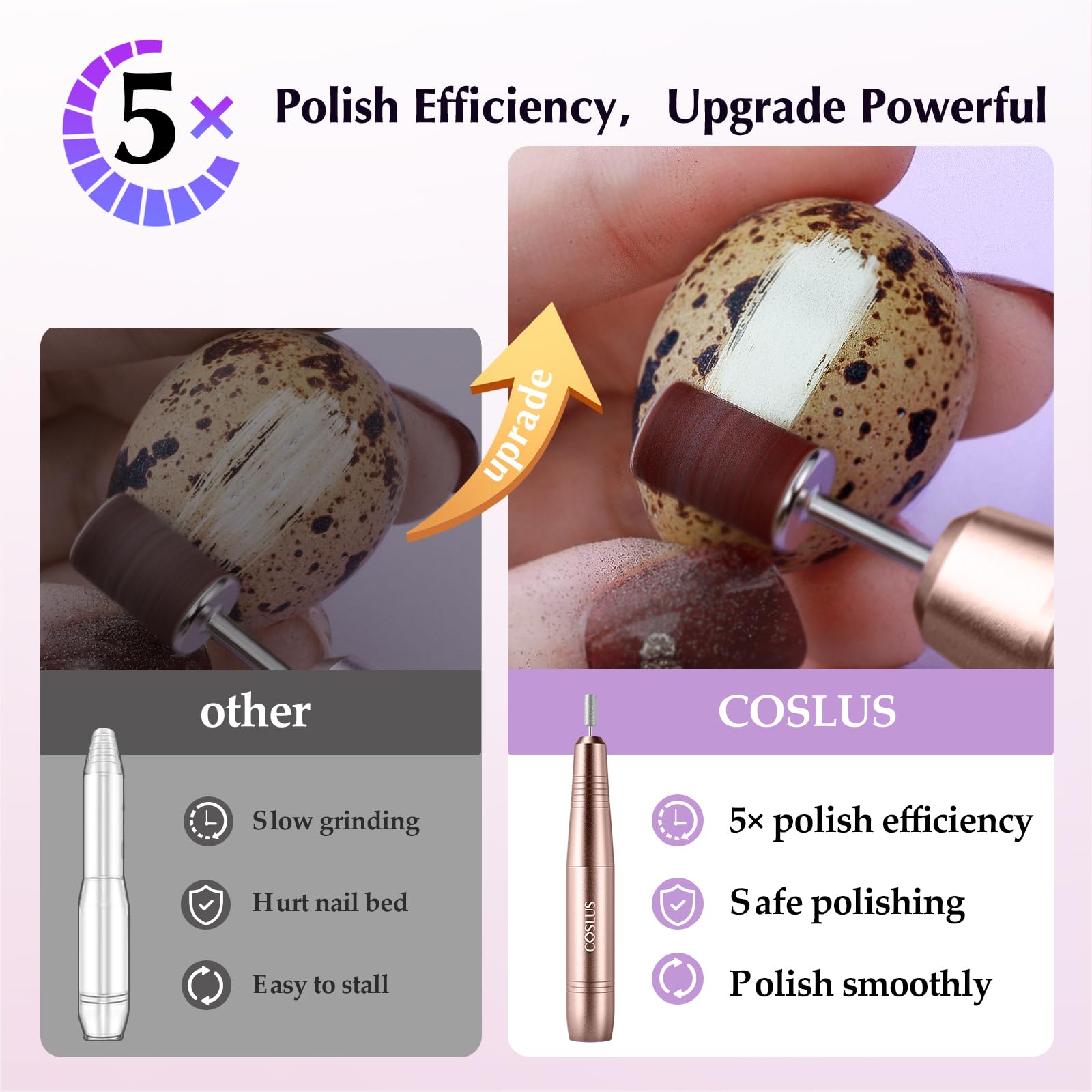 COSLUS C40 nail drill bits six attachments for versatile nail care.