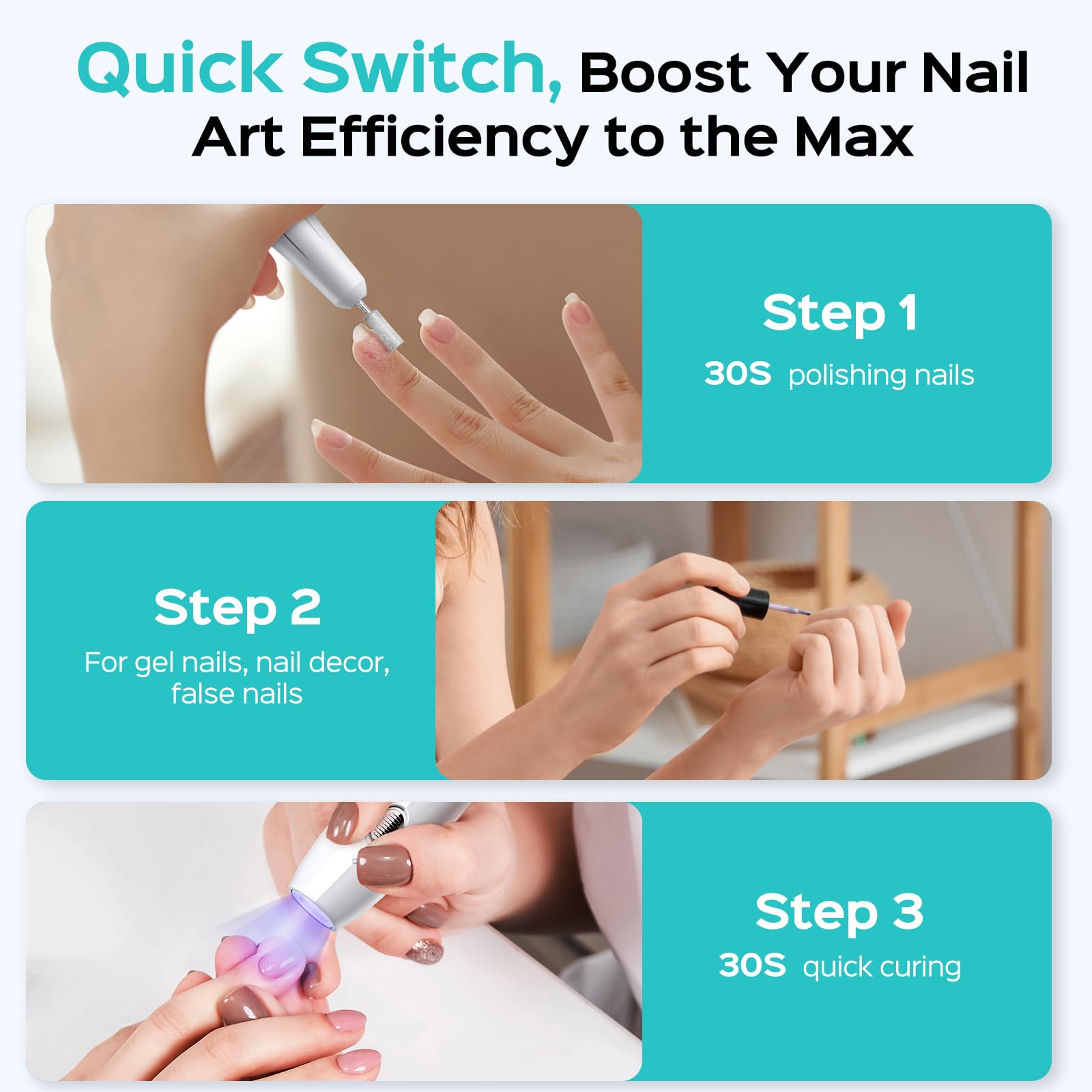 COSLUS C41 built-in nail lamp with timers supports gel and acrylic work.