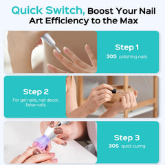COSLUS C41 built-in nail lamp with timers supports gel and acrylic work.