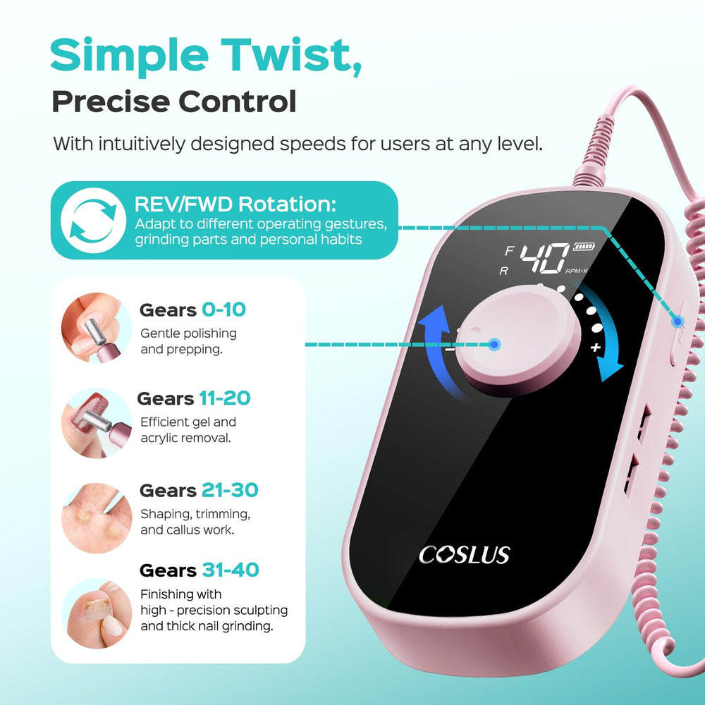 COSLUS E51 40-speed control covers gentle to high-precision tasks.