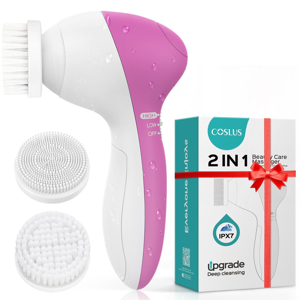 COSLUS facial cleansing brush with silicone head for sensitive skin and gentle cleansing.