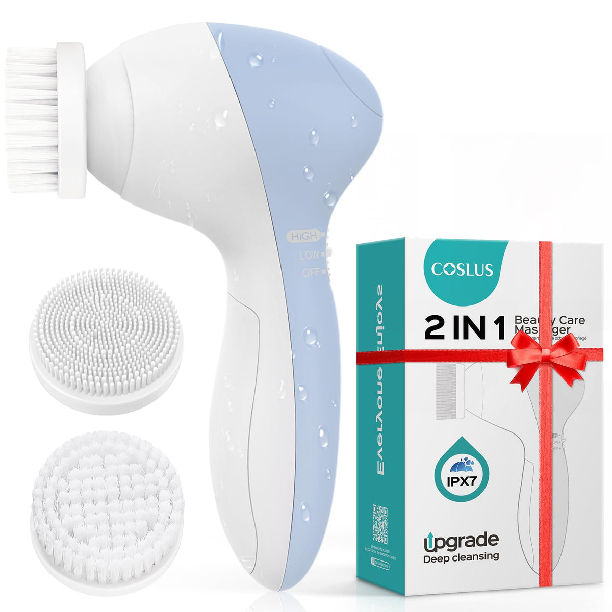 COSLUS facial cleansing brush silicone head for gentle exfoliation on sensitive skin