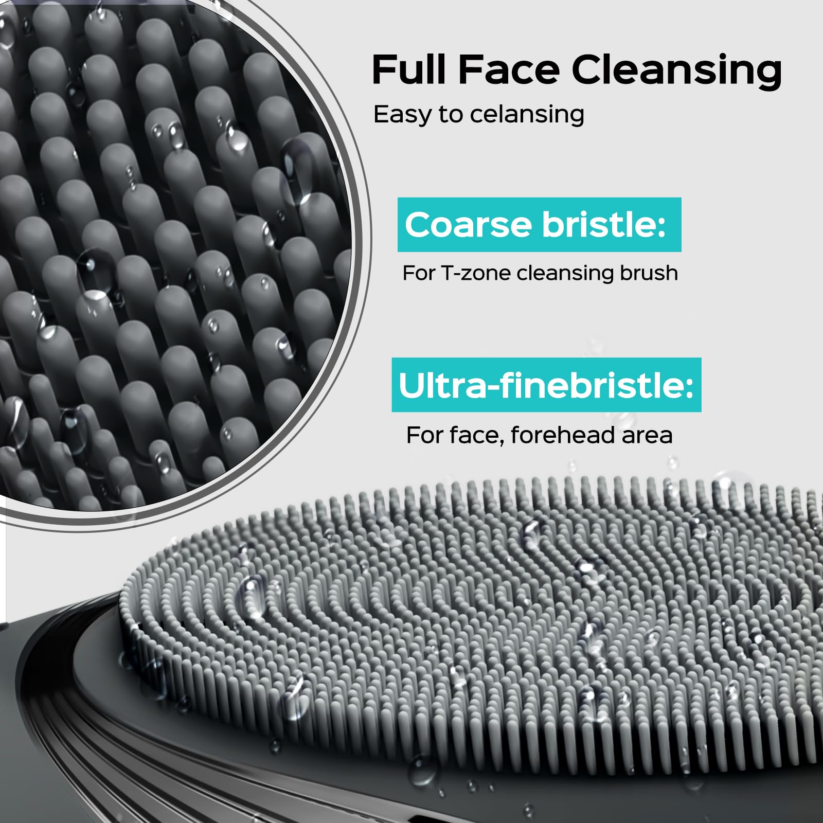 COSLUS FBS01 soft silicone bristles reach nose and T-zone