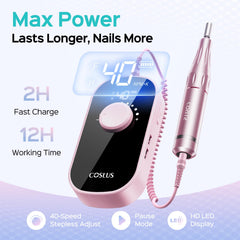 COSLUS nail drill back clip enables hands-free portability.