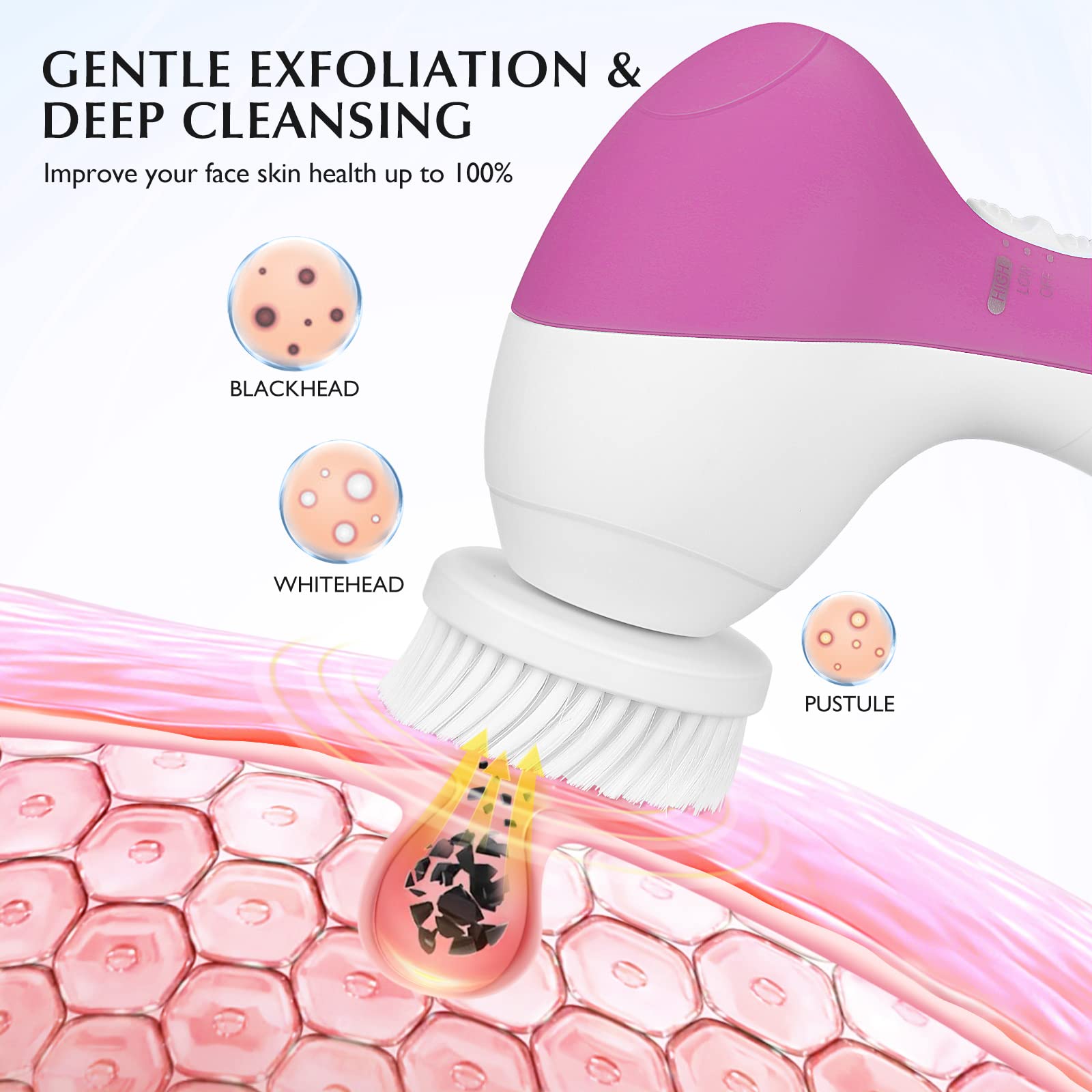 COSLUS silicone brush head for gentle cleansing and hygiene.