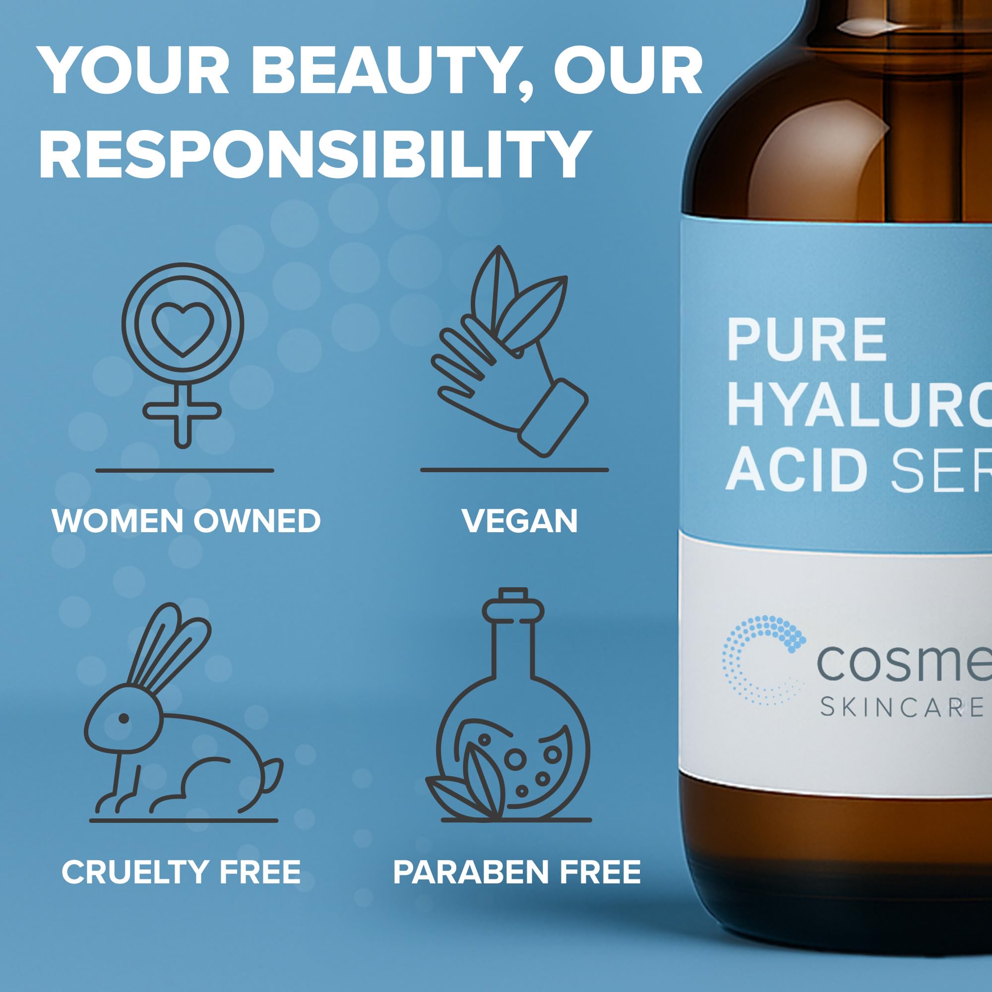 Cosmedica Skincare Hyaluronic Acid Serum hands-on application demonstrates controlled dosing