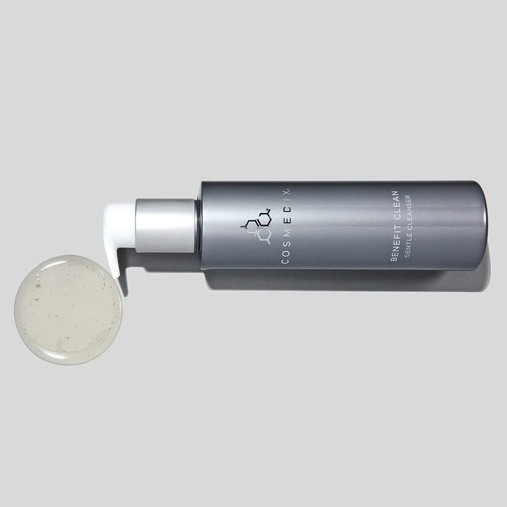 COSMEDIX Benefit Clean daily-use scene showcases all-skin-type suitability.