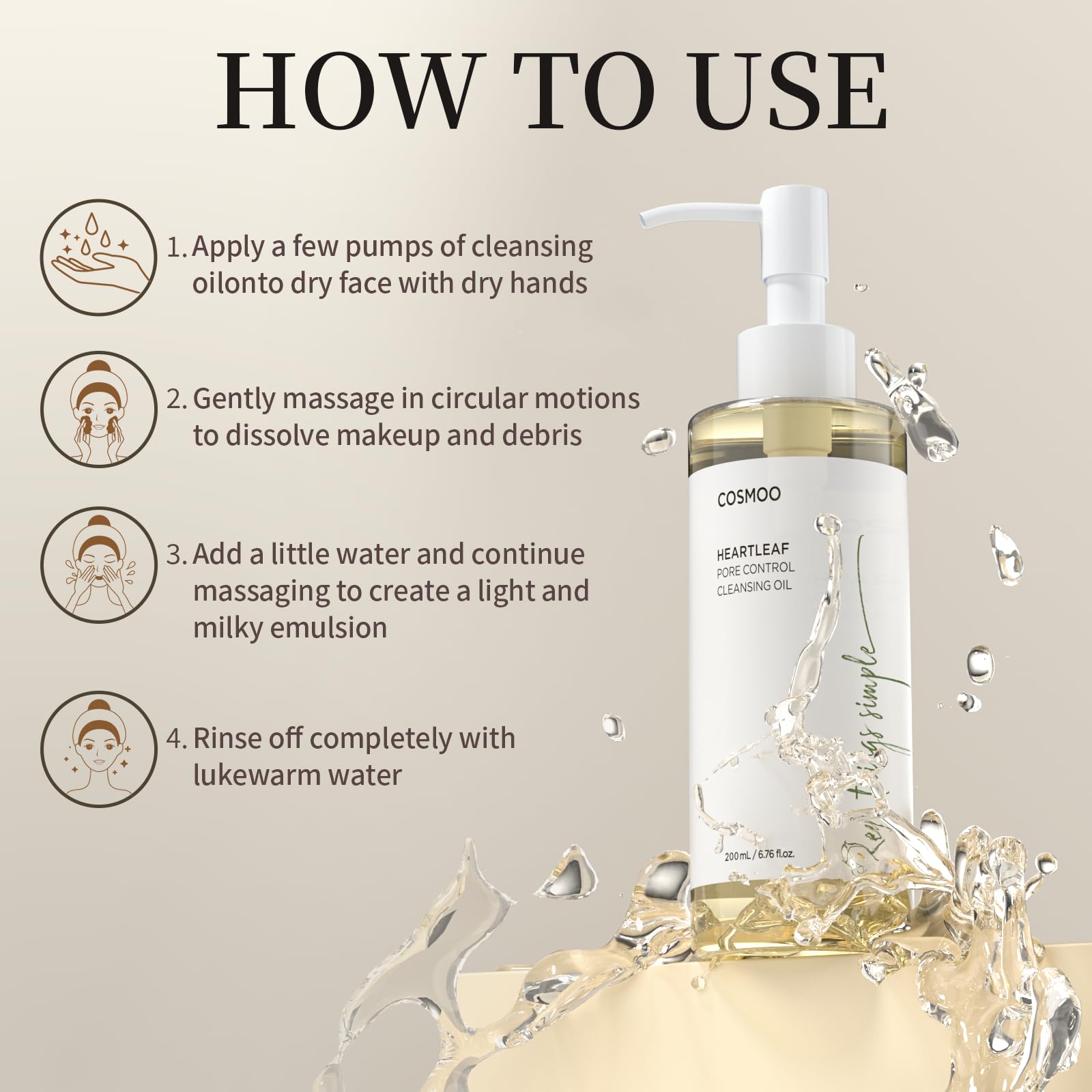 COSMOO Envase de 200 ml, práctico para la rutina diaria.
