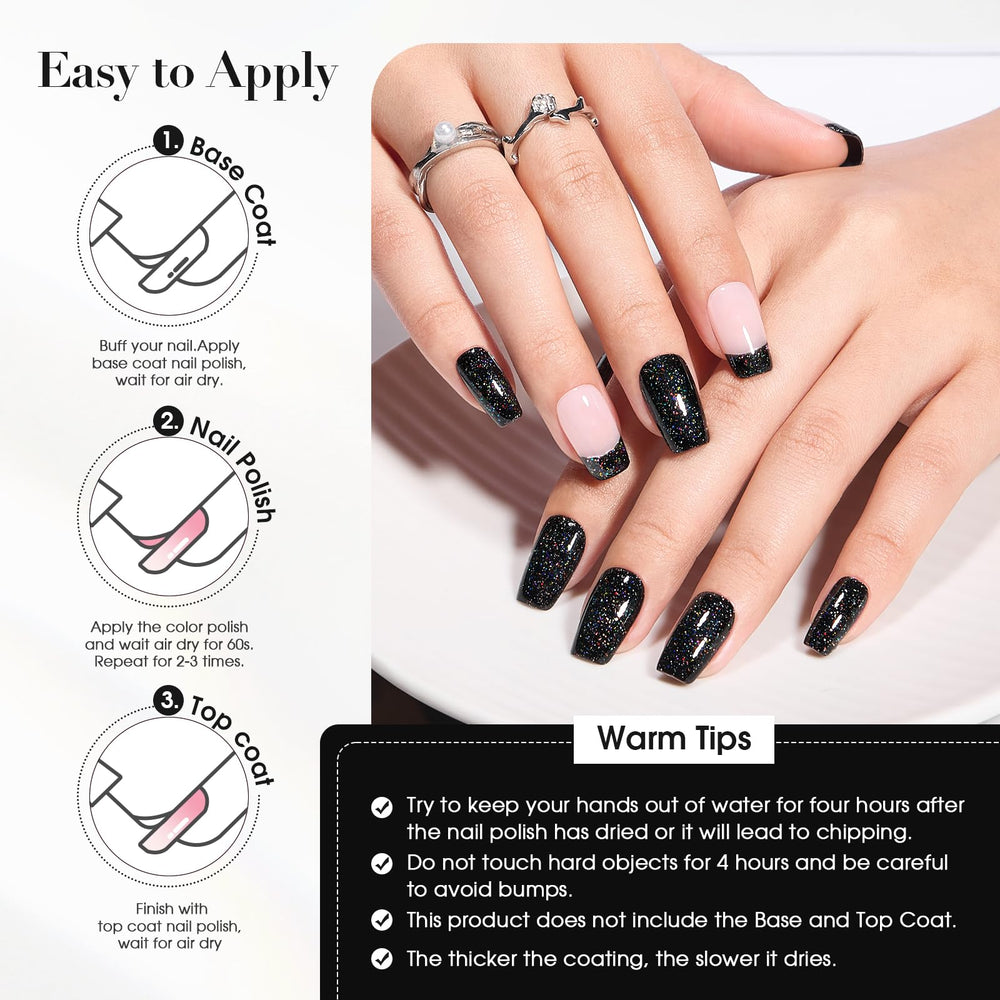 COSMOO glitter polish easy to apply and quick-dry.