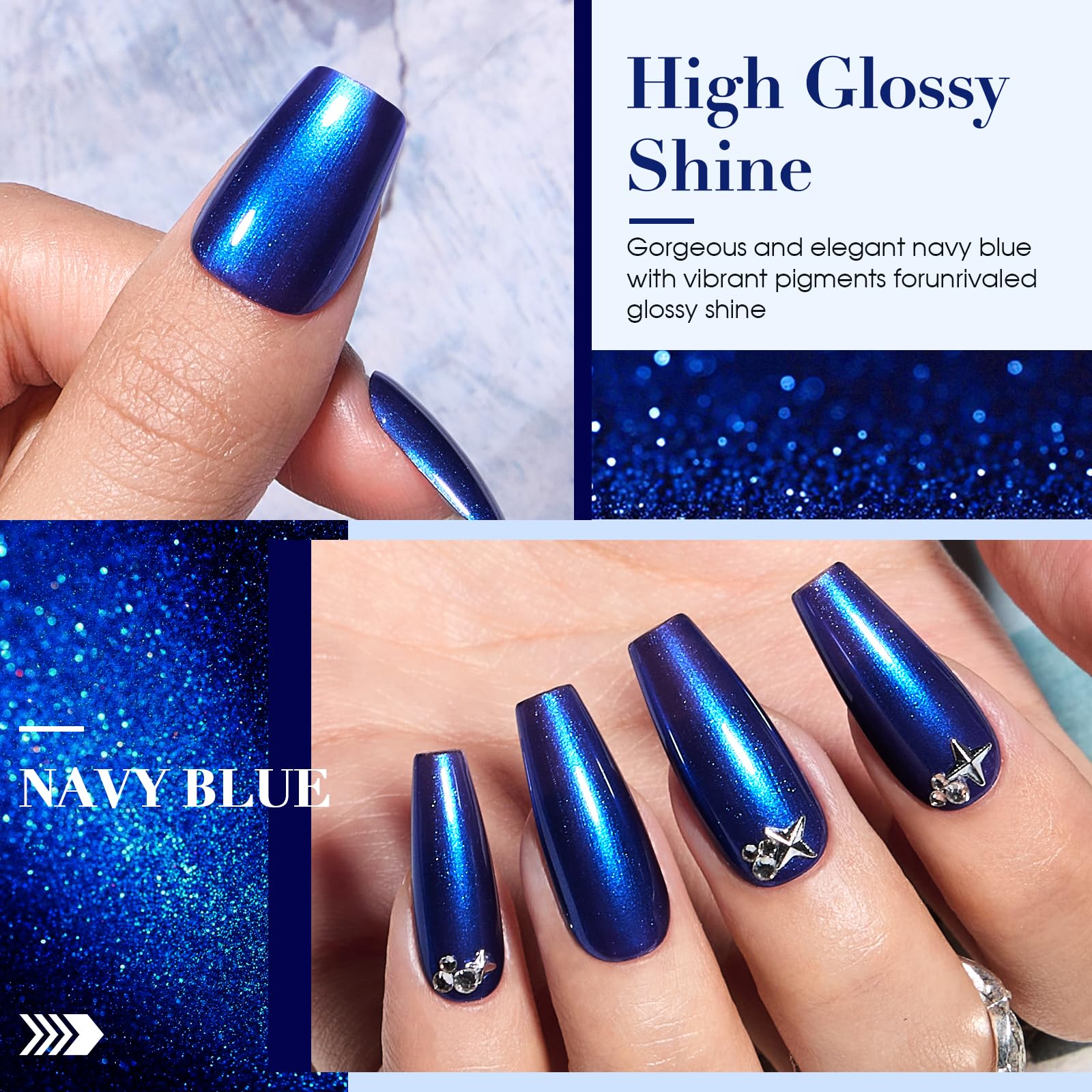 Close-up of COSMOO Royal Blue quick-dry lacquer being applied on nails