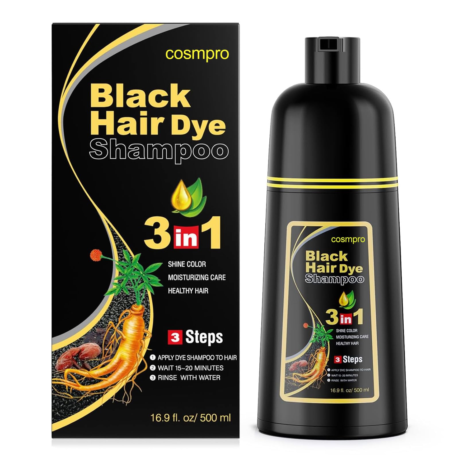 Cosmpro envase del champú canas para cobertura rápida