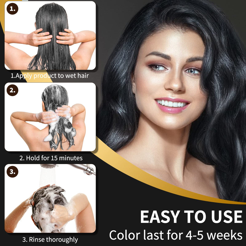 COSMTEK Black Dye Shampoo after-color shine on treated hair for a healthy look.