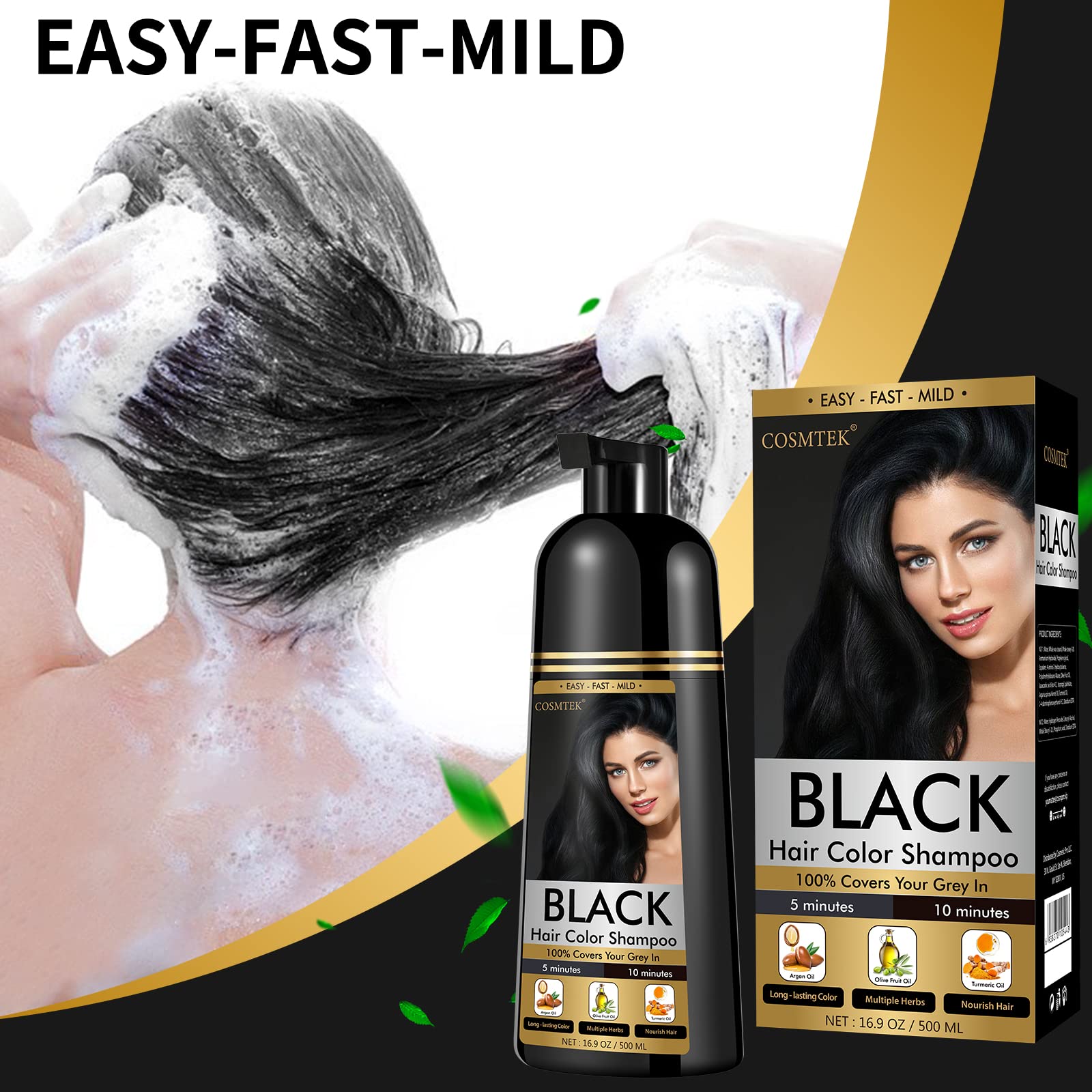 COSMTEK Black Dye Shampoo foam shows rich lather for smooth color application.