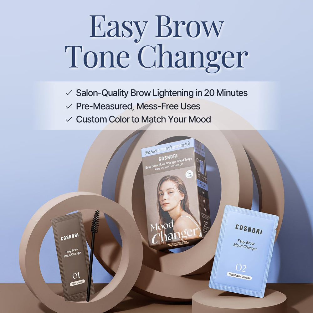 COSNORI Easy Brow Mood Changer Cloud Taupe, polvo premedido para una mezcla rápida y uniforme.
