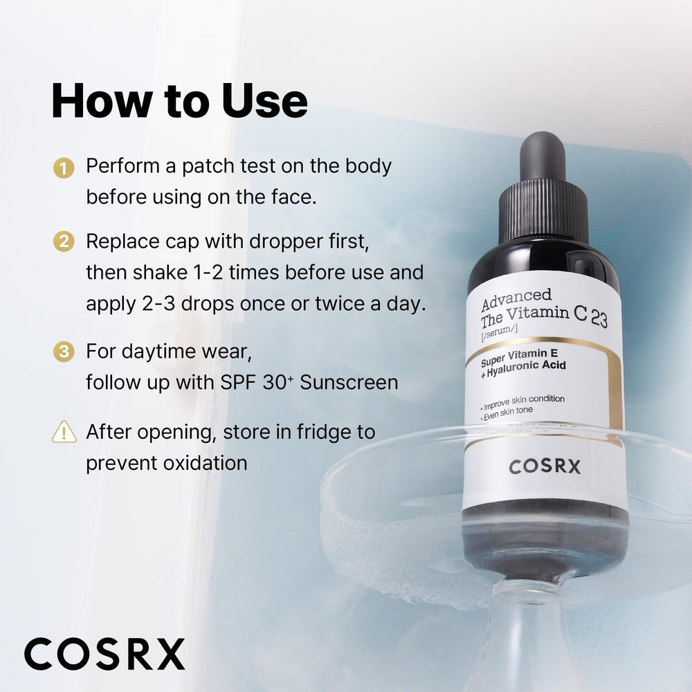 COSRX routine with daytime use and SPF 30+ protection.