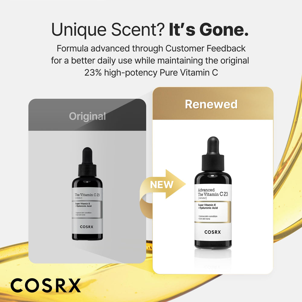 Dropper dispensing COSRX 23% vitamin C serum for daily use.