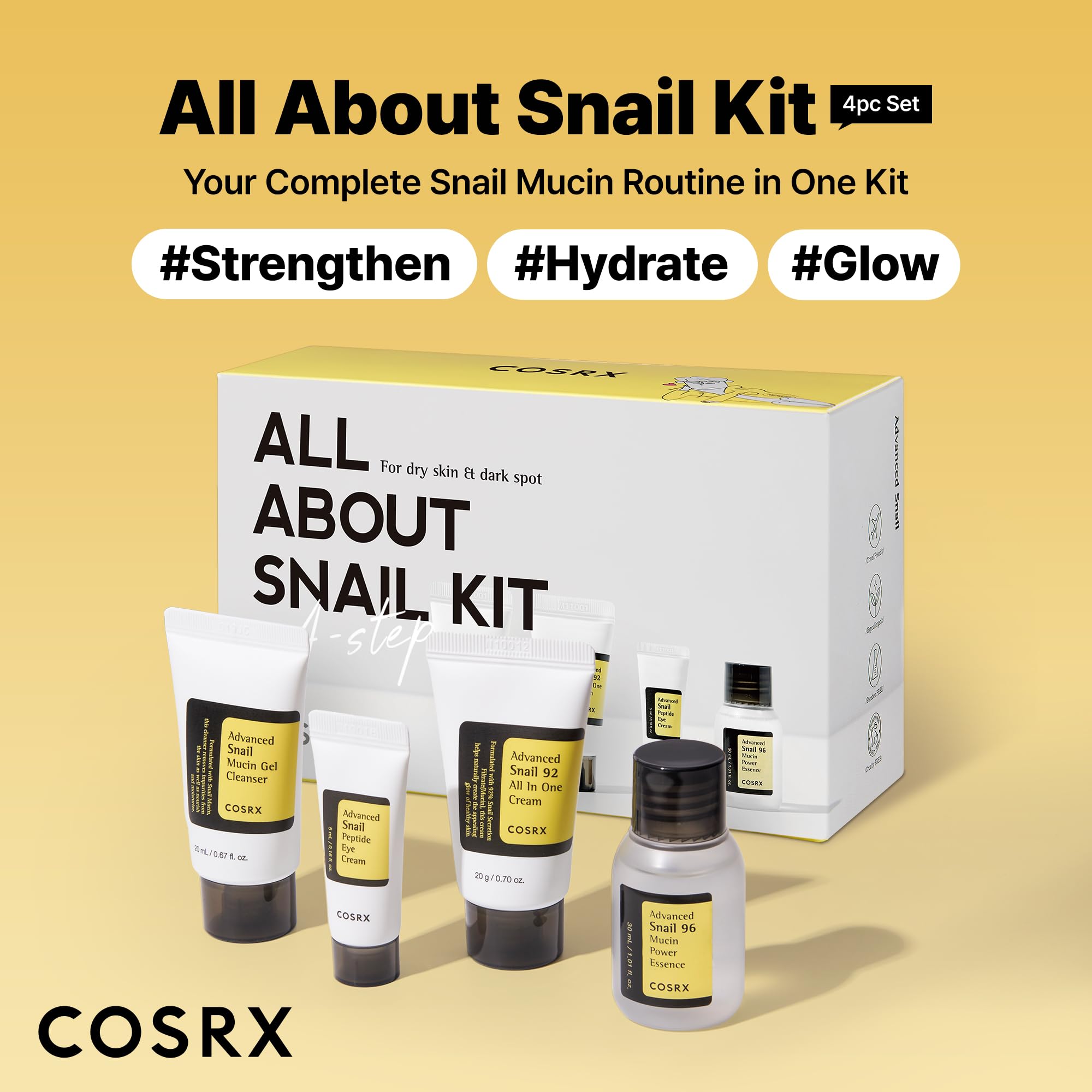 COSRX Advanced Snail 96 Mucin Power Essence bottle absorbs quickly for deeper hydration