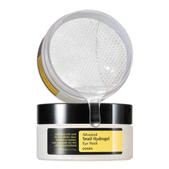 COSRX Advanced Snail Hydrogel Eye Patch—60pc pack—hydrates tired under-eye skin.