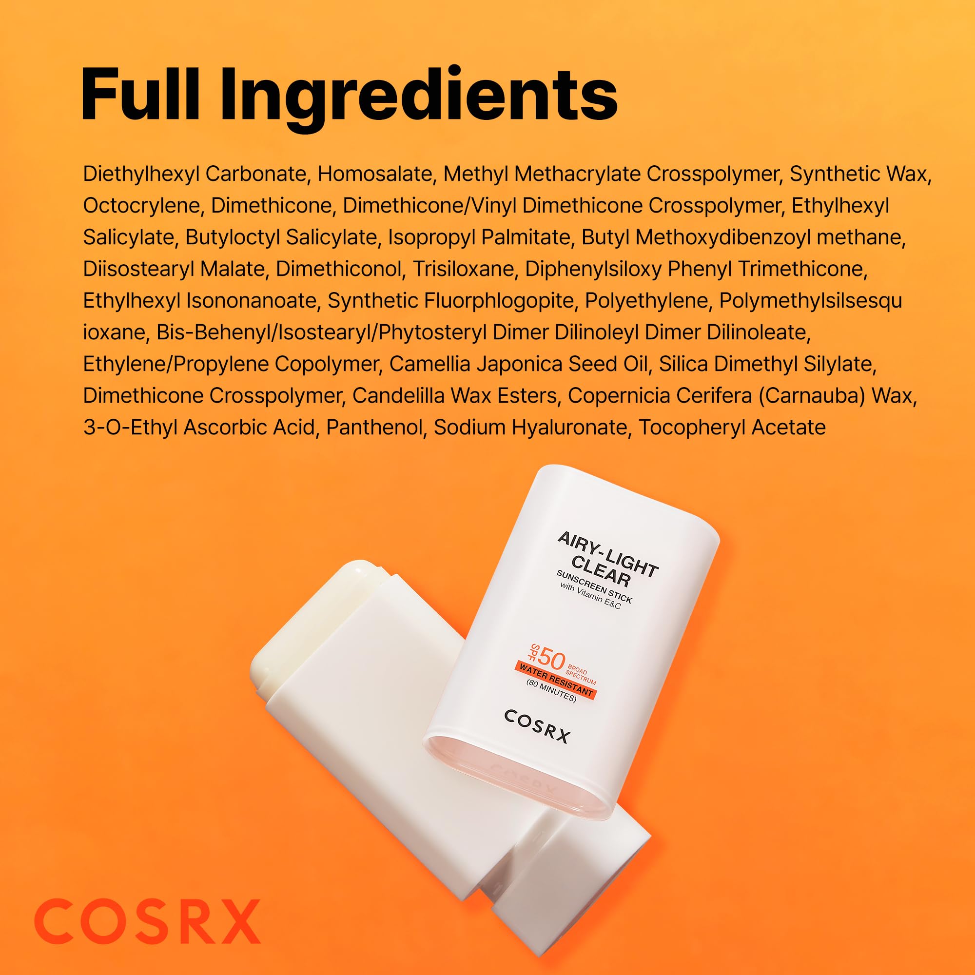 COSRX Airy-Light sunscreen stick with hyaluronic acid for hydration