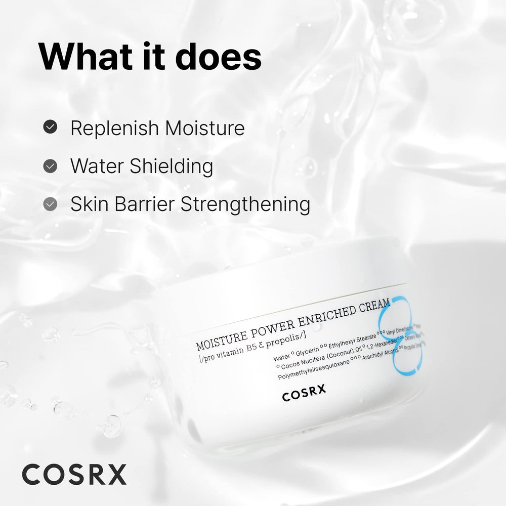 CosRX aplicación diaria de crema, movimiento suave para piel sensible.