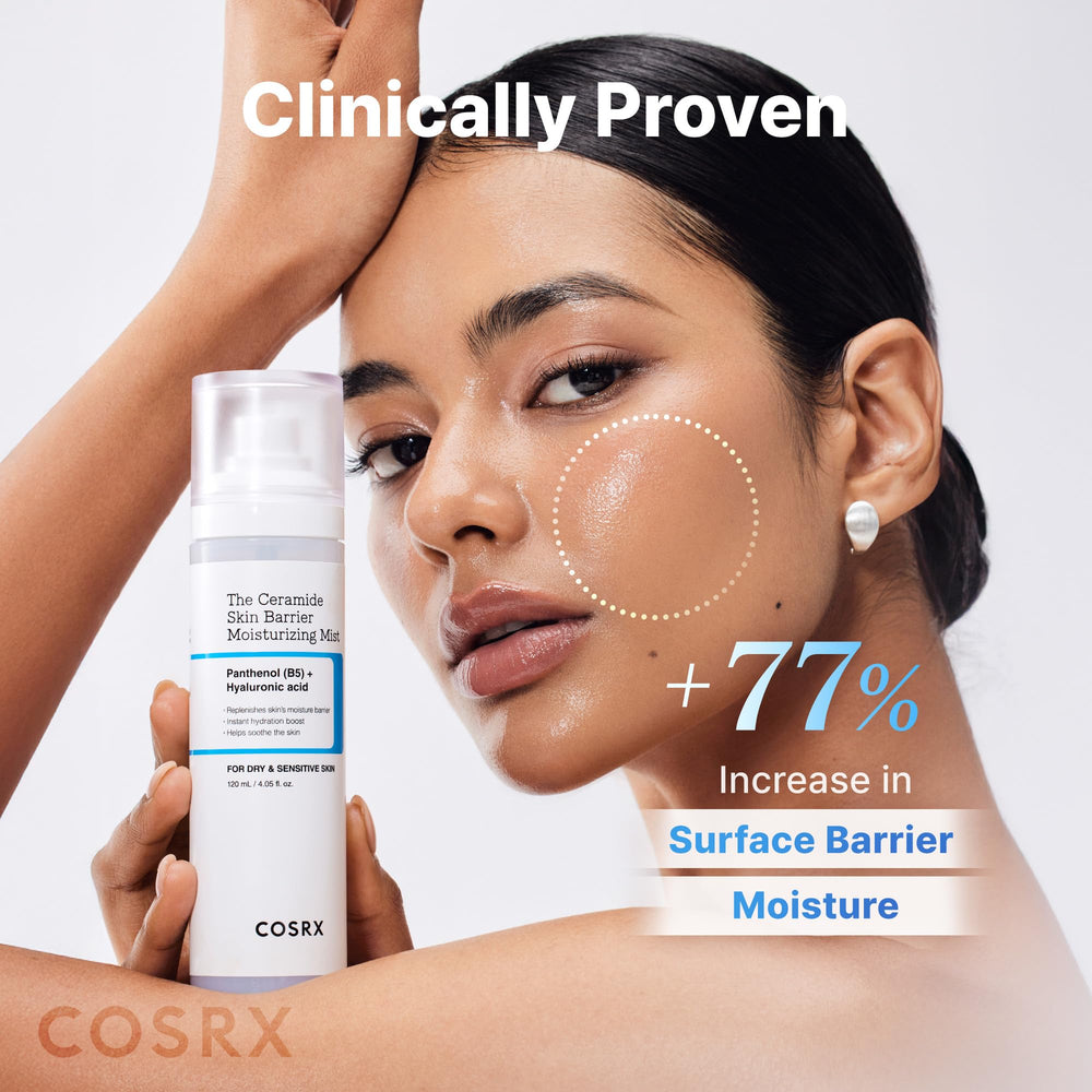 COSRX Barrier Cream Face Mist sprayed on clean skin for quick refresh