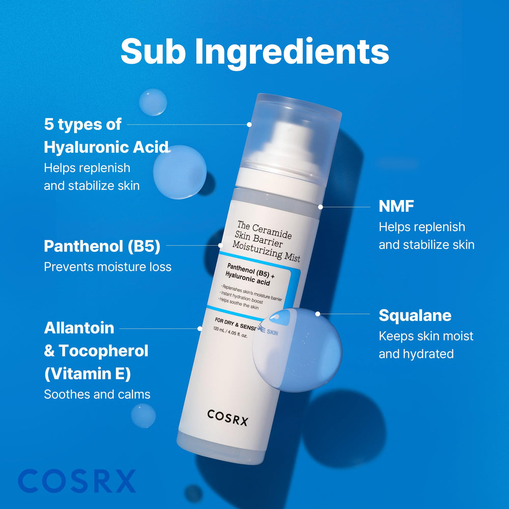 COSRX Barrier Cream Face Mist packaging box suggests travel-friendly design
