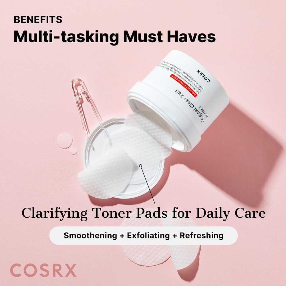 Cosrx BHA Toner Pads being applied on the face for cleansing.