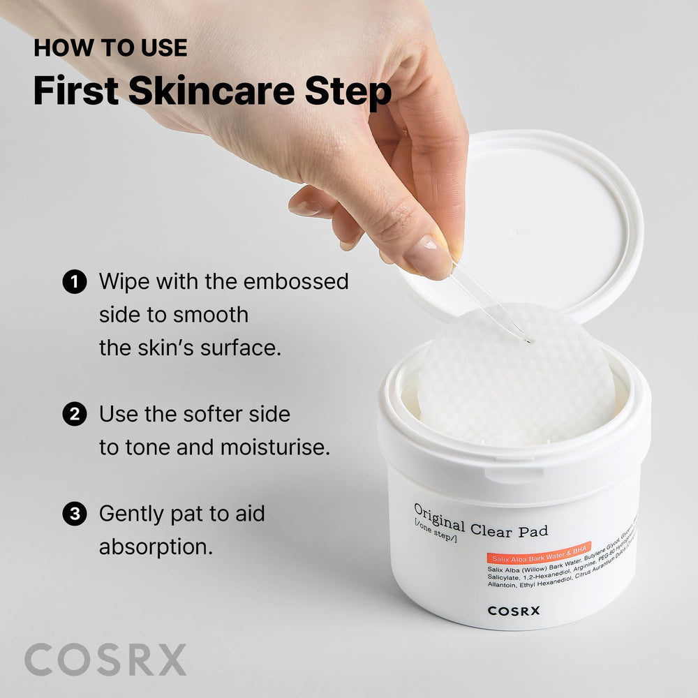 Cosrx BHA Toner Pads close-up reveals the textured pad surface.