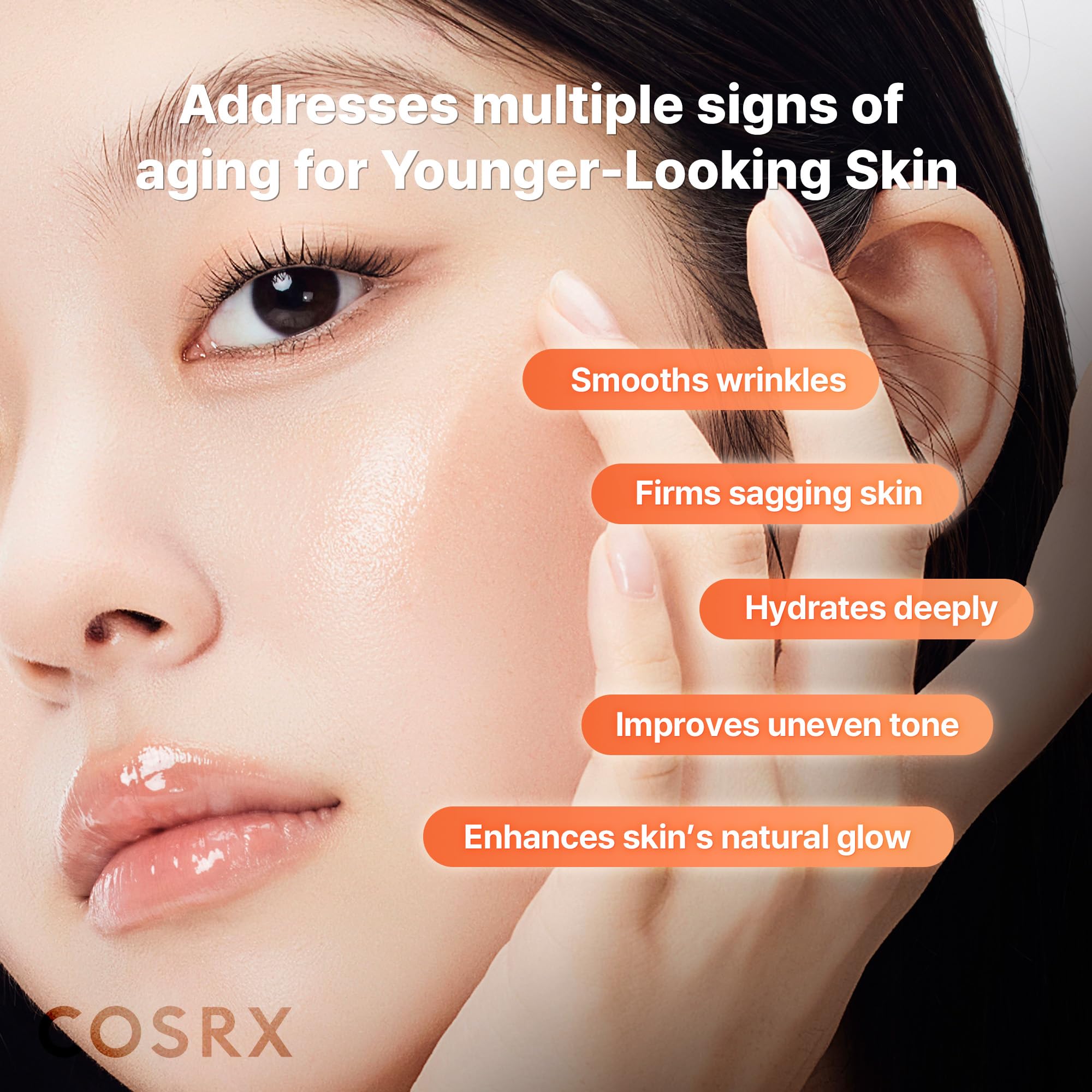 COSRX illustration of Centella, Lactobacillus, and PDRN ingredients with soothing benefits.
