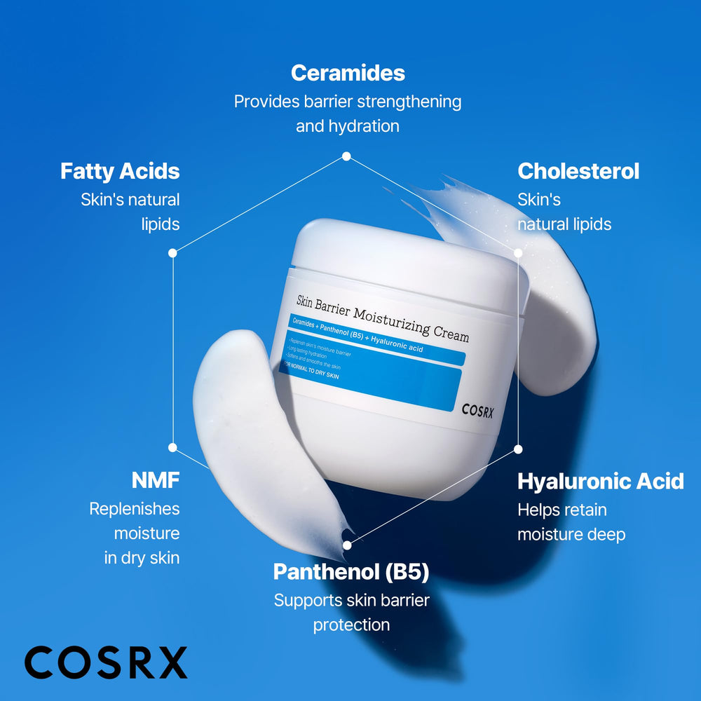 COSRX ceramide types closeup illustrating skin barrier support benefits