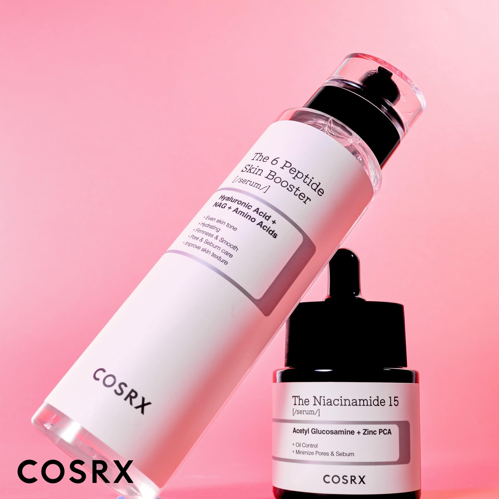 COSRX Collection shot features Niacinamide and Peptide Booster set.