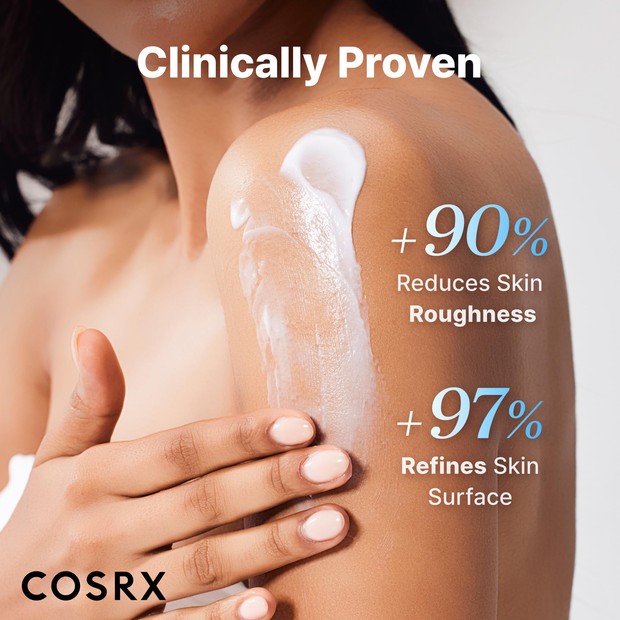 COSRX dermatologist-tested label closeup indicating skin-friendly formulation