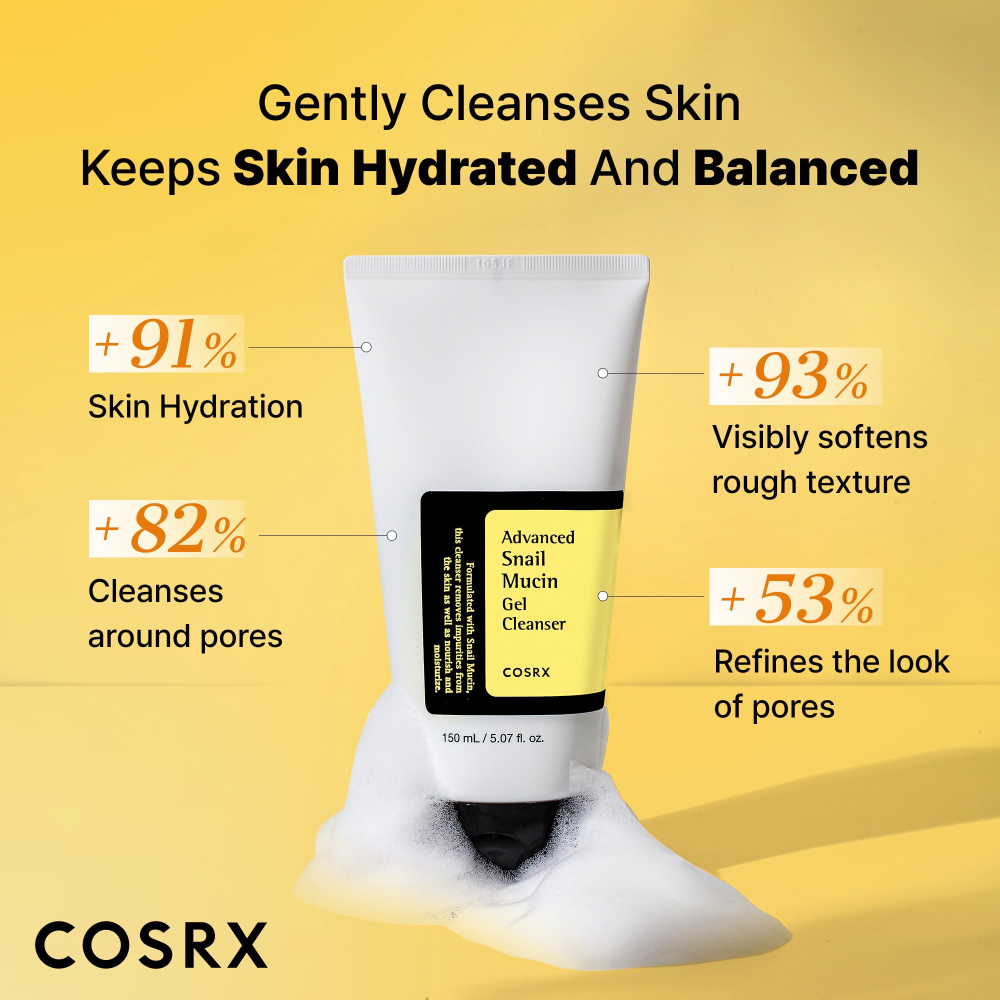 COSRX espuma suave de limpieza diaria para piel seca.
