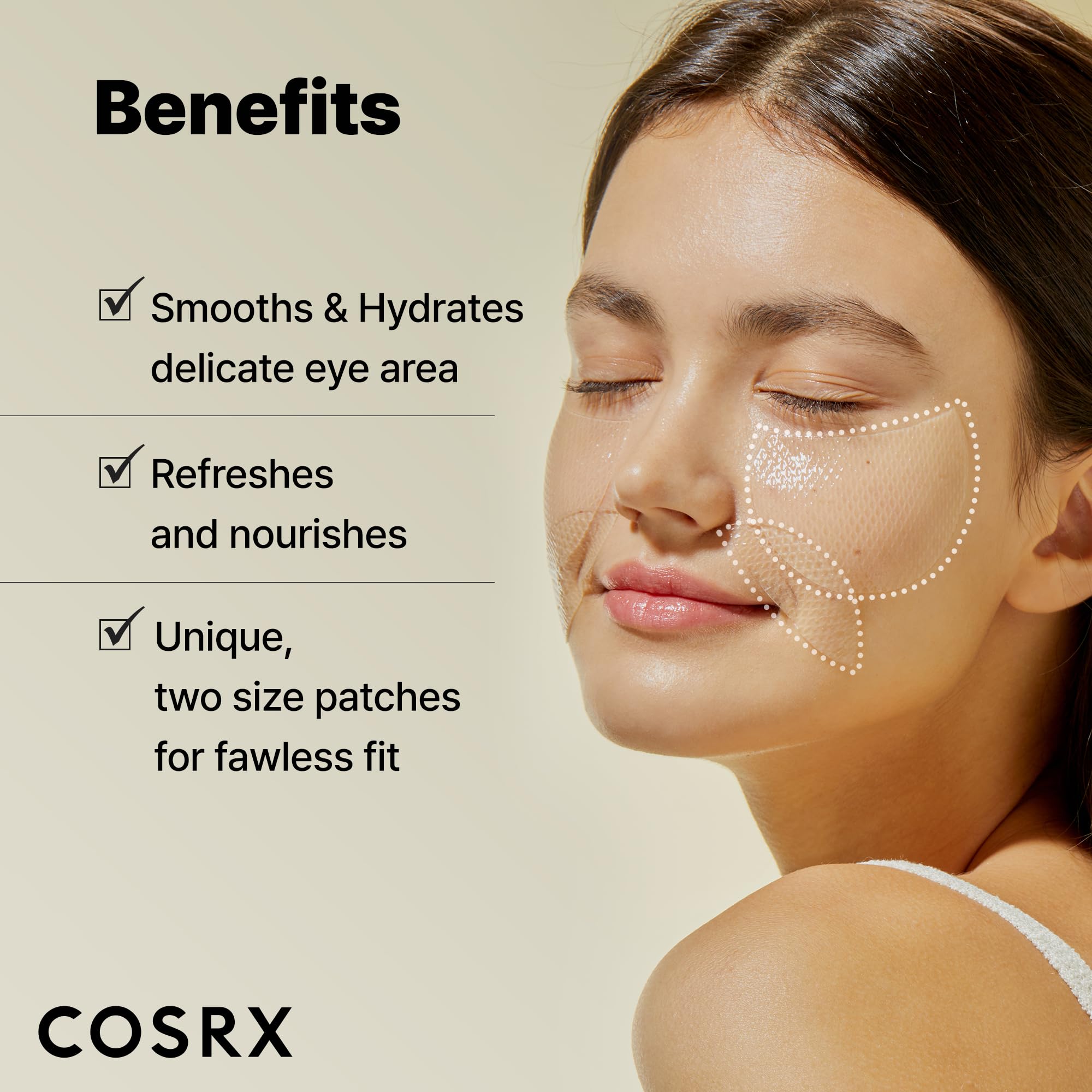 COSRX eye patch supports smoother, more elastic-looking under-eye skin.