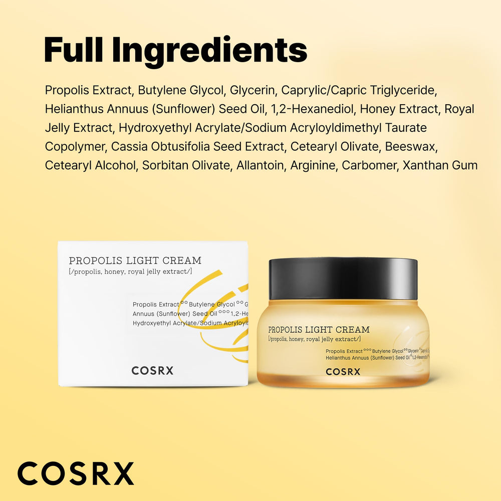 COSRX Full Fit Propolis Light Cream night routine hydrating overnight.
