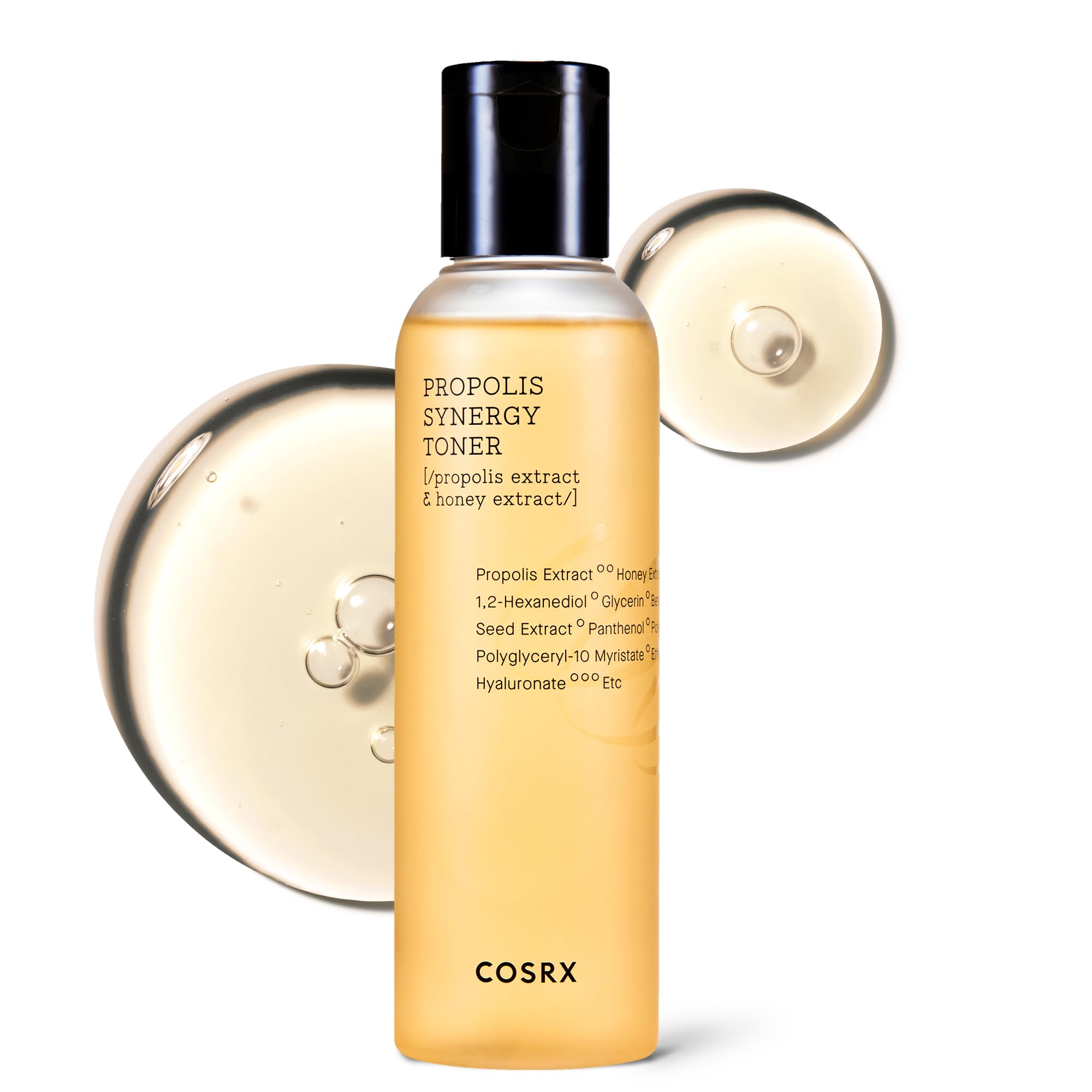 COSRX Full Fit Propolis Synergy Tónico, botella de vidrio, hidrata suavemente la piel tras la limpieza.
